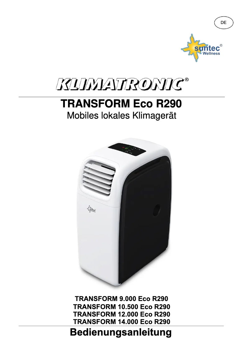 Page n°1 - Manuel utilisateur Suntec Klimatronic Transform 9000