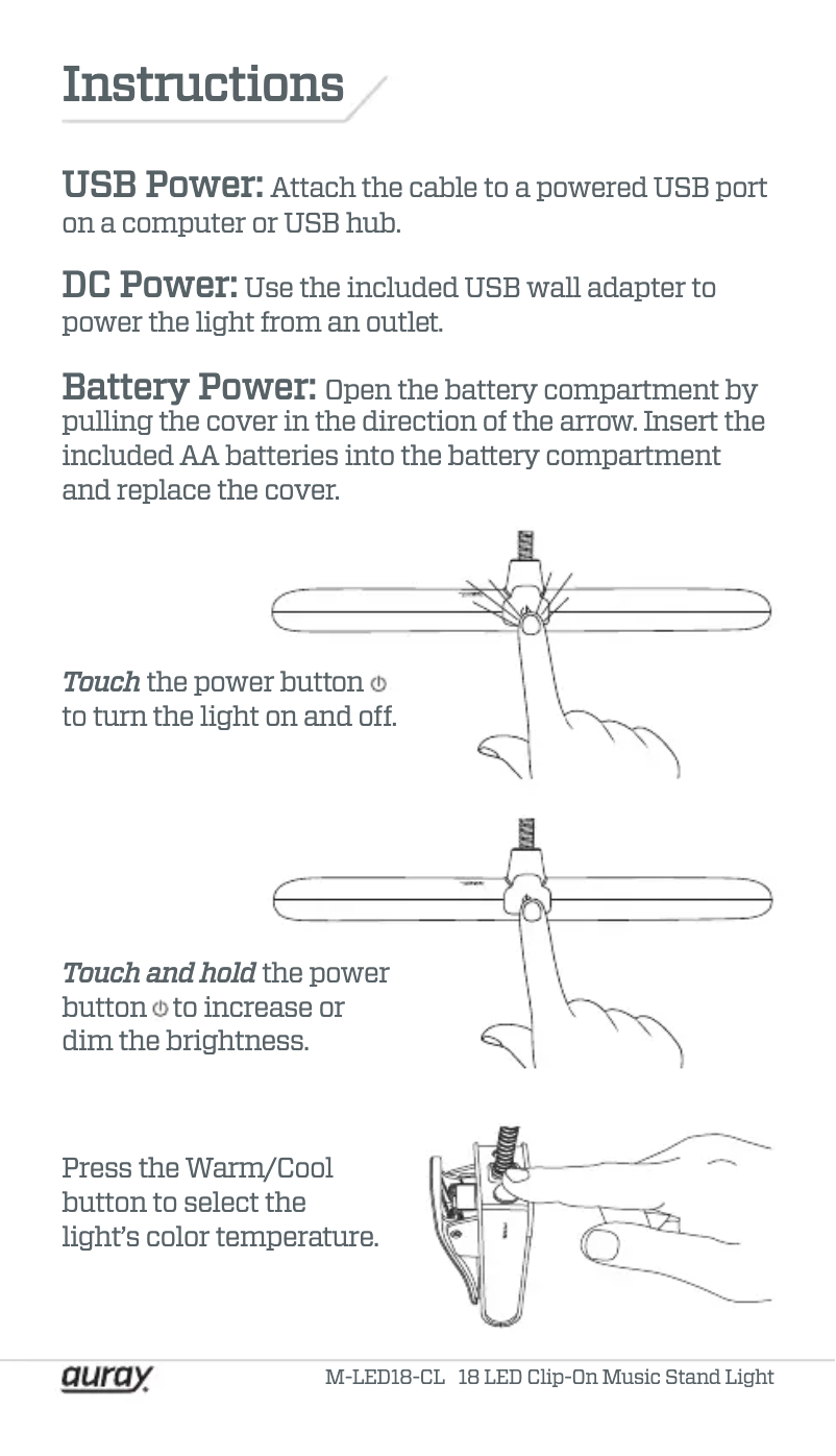 Page 1 de la notice Manuel utilisateur Auray M-LED18-CL