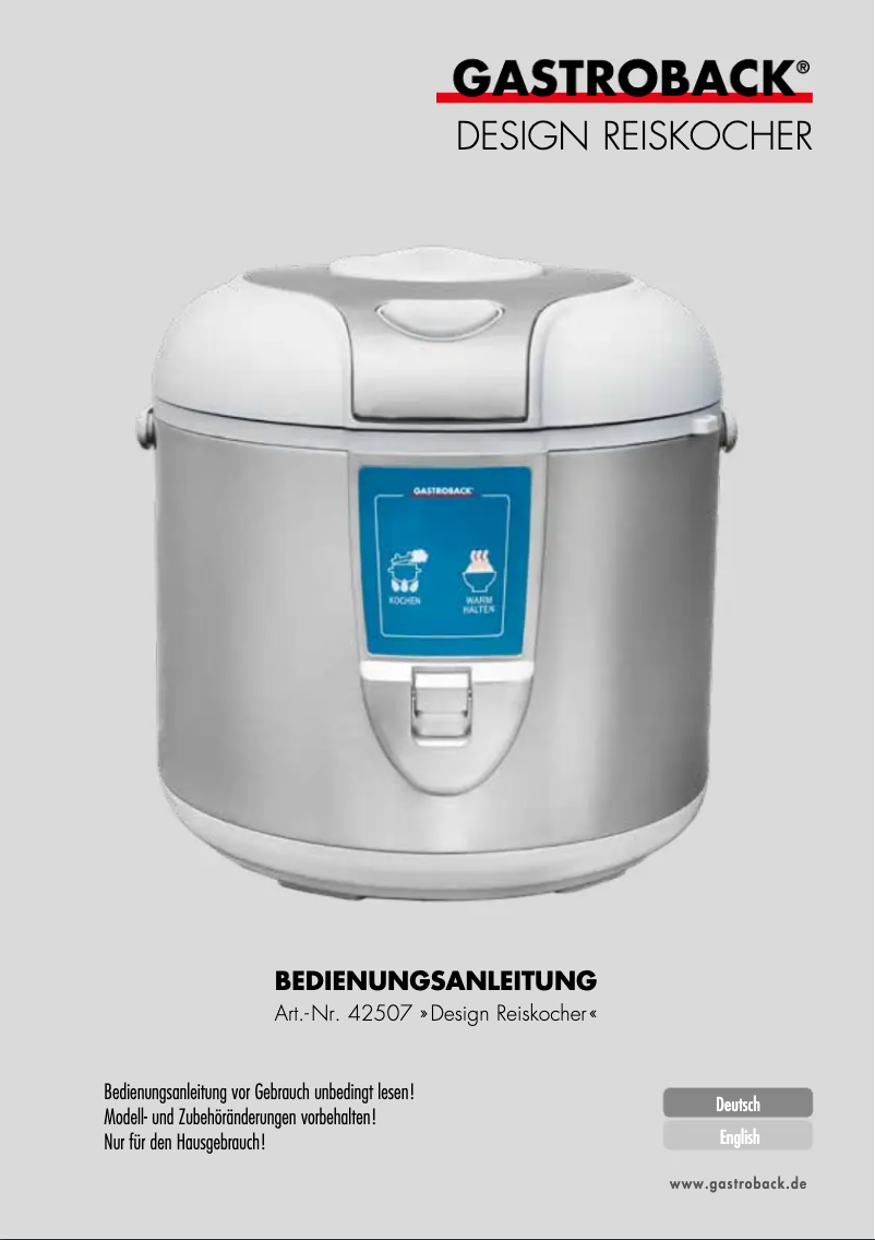 Page n°1 - Manuel utilisateur Gastroback 42507