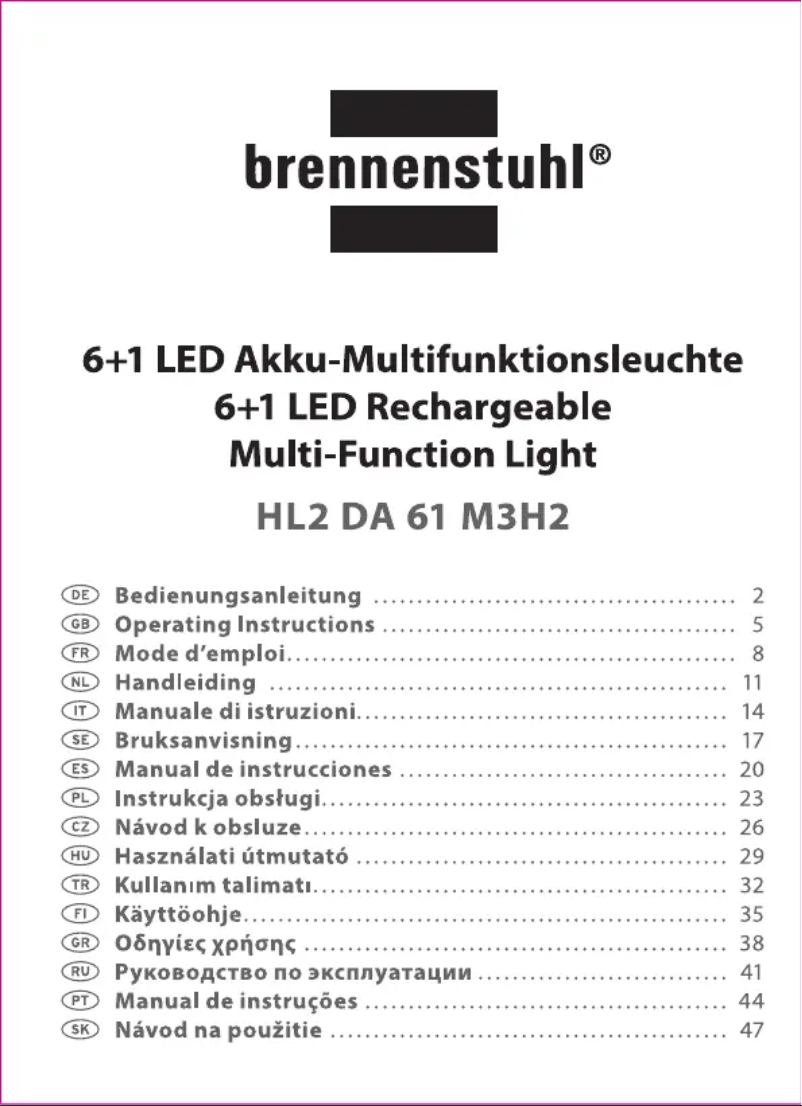Page 1 de la notice Manuel utilisateur Brennenstuhl HL2 DA 61 M3H2