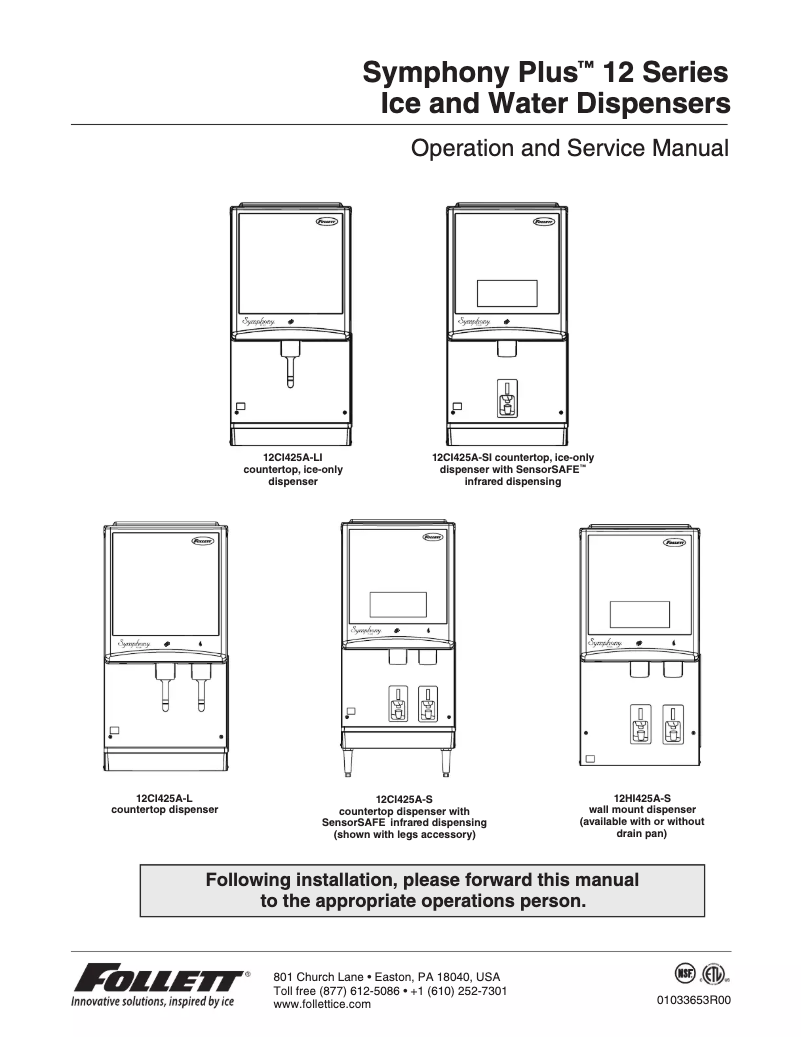 Page 1 de la notice Manuel utilisateur Follett 12CI425A-S