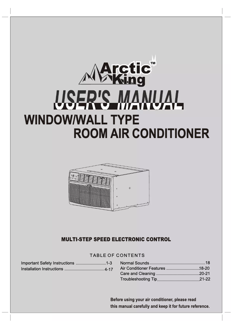 Page n°1 - Manuel utilisateur Arctic King AKW15CR61