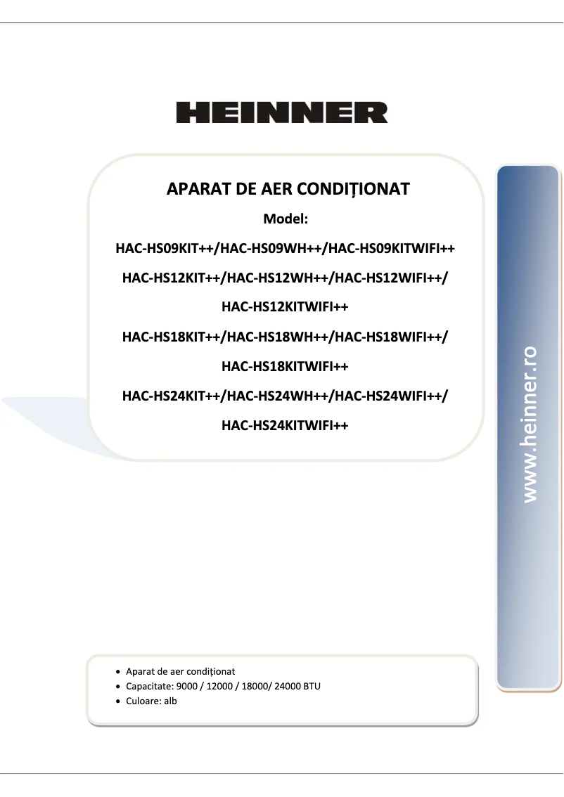 Page 1 de la notice Manuel utilisateur Heinner HAC-HS24KITWIFI++