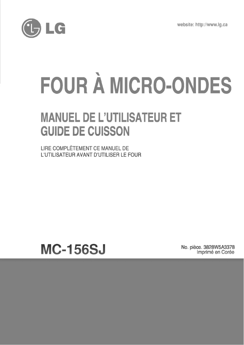 Page 1 de la notice Manuel utilisateur LG MC-156SJ