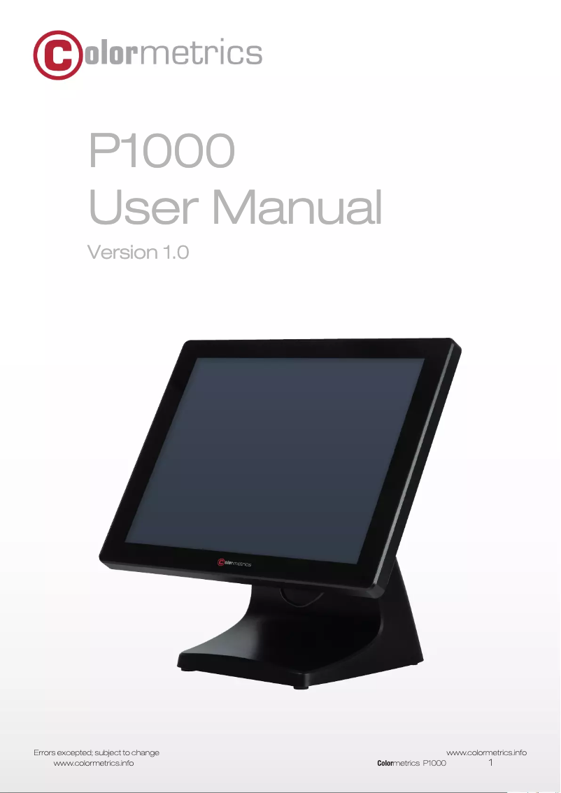 Page n°1 - Manuel utilisateur Colormetrics P1000