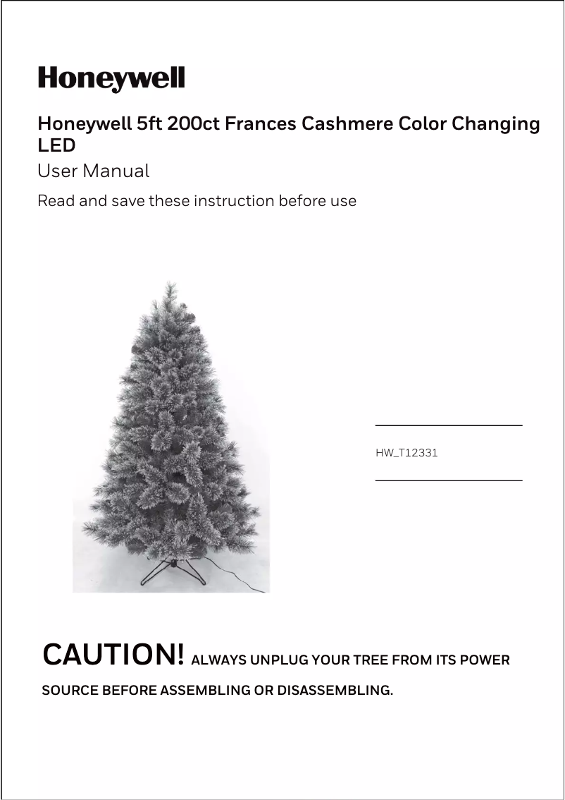 Page 1 de la notice Manuel utilisateur Honeywell HW-T12331