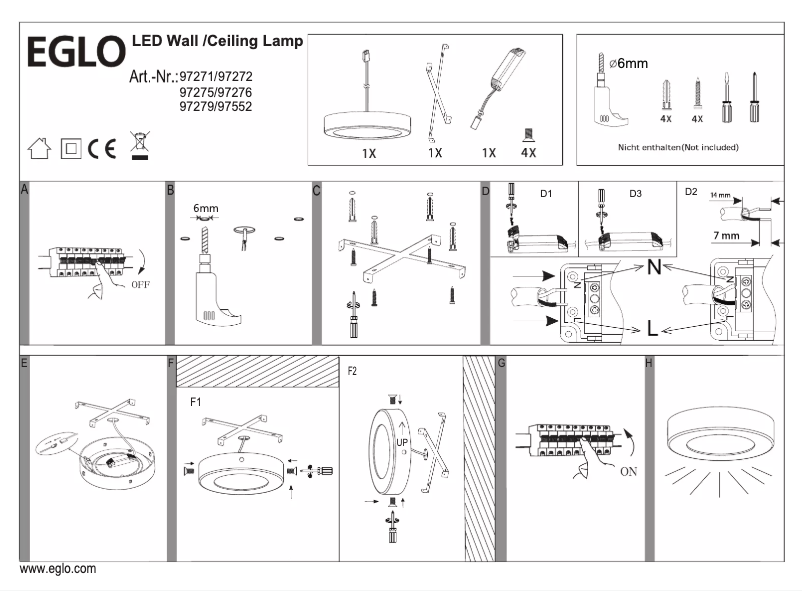 Page 1 de la notice Manuel utilisateur Eglo 97276