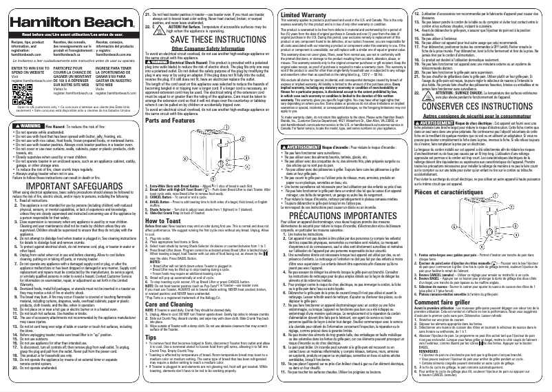 Página 1 del manual Manual de usuario Hamilton Beach 22992