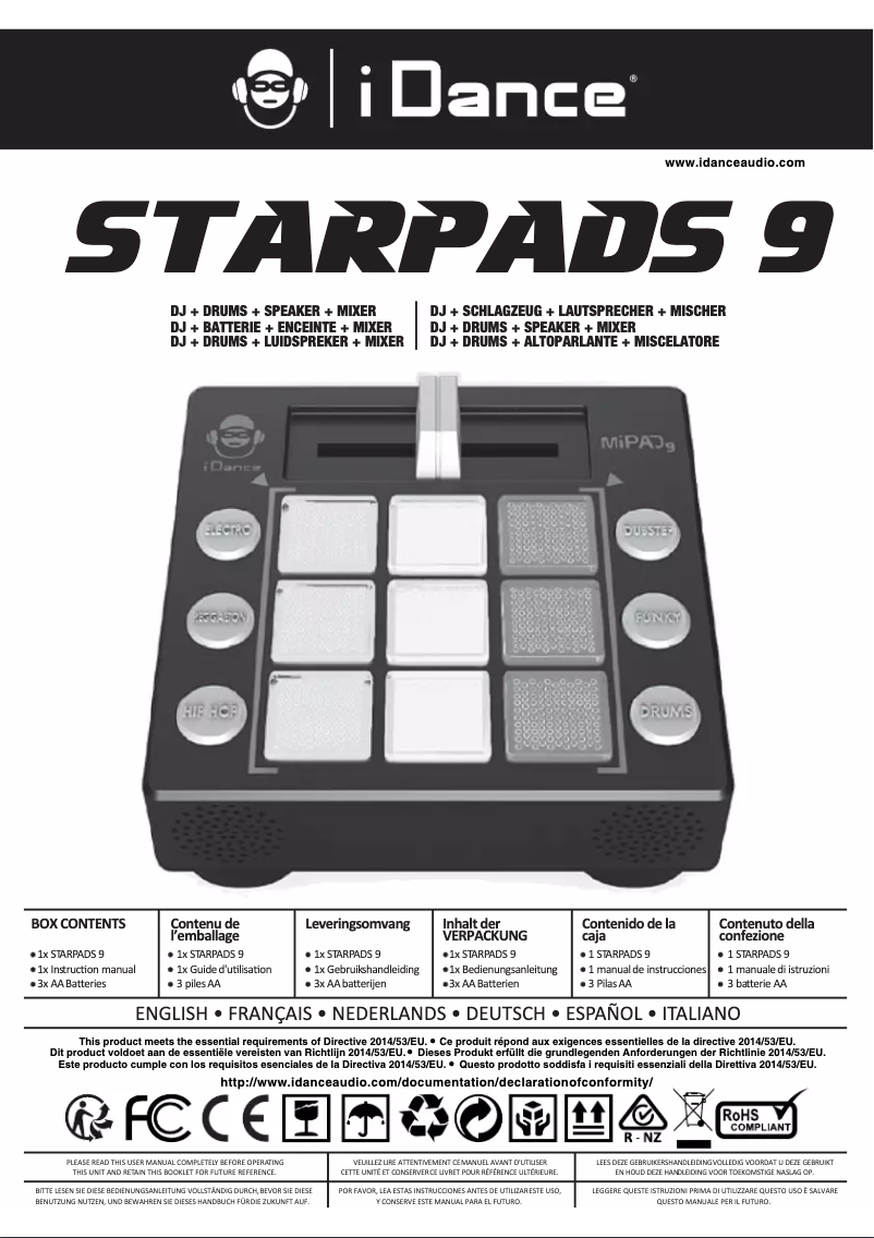 Page n°1 - Manuel utilisateur iDance Star Pads 9