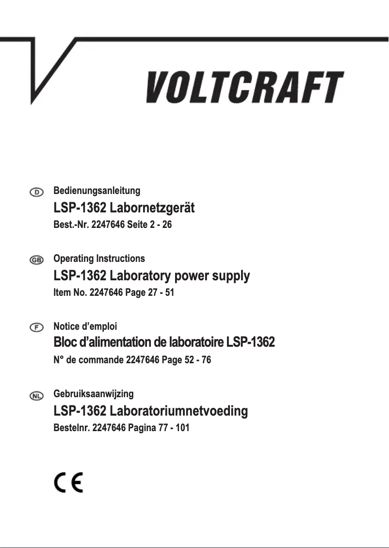 Page 1 de la notice Manuel utilisateur Voltcraft LSP-1362