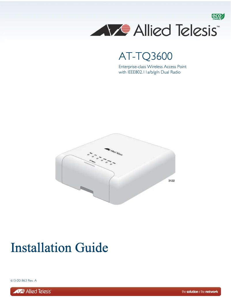 Page n°1 - Manuel utilisateur Allied Telesis AT-TQ3600
