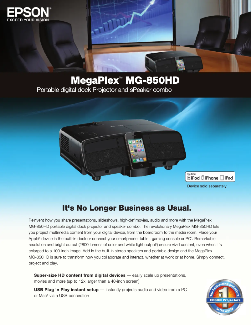 Page 1 de la notice Brochure Epson MegaPlex MG-850HD