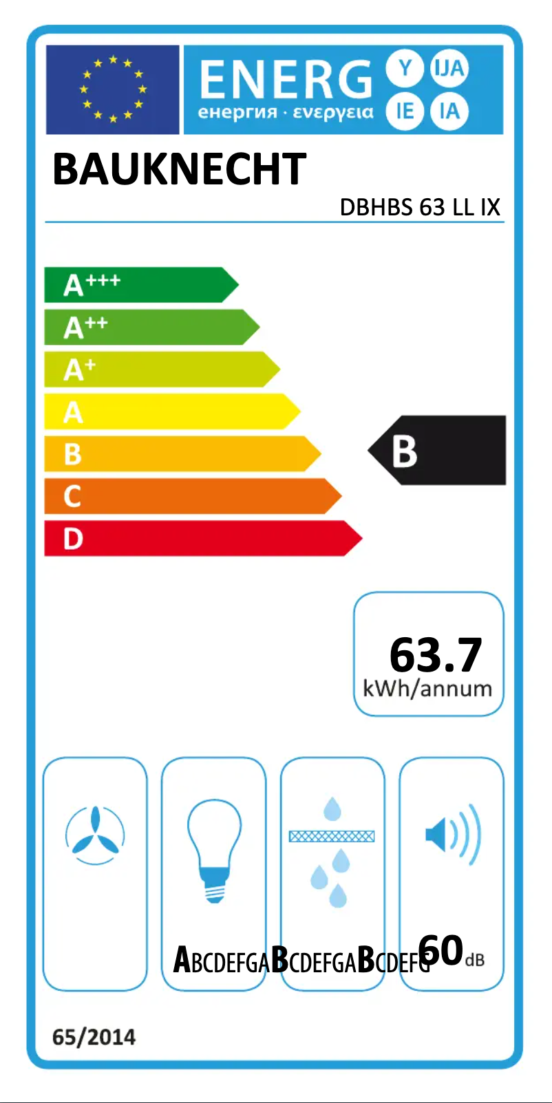 Page 1 de la notice Label énergétique Bauknecht DBHBS 63 LL IX