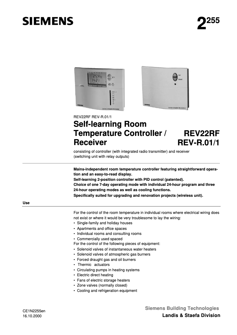 Page 1 de la notice Manuel utilisateur Siemens REV-R.01-1