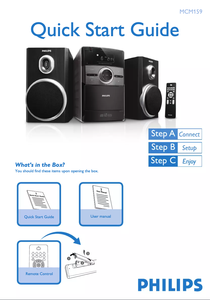 Page 1 de la notice Guide de démarrage rapide Philips MCM159