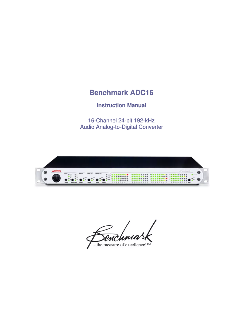 Page n°1 - Manuel utilisateur Benchmark ADC16