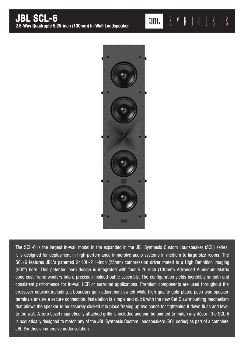 Página 1 del manual Ficha técnica JBL SCL-6
