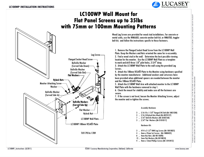Page n°1 - Manuel utilisateur Lucasey LC100WP