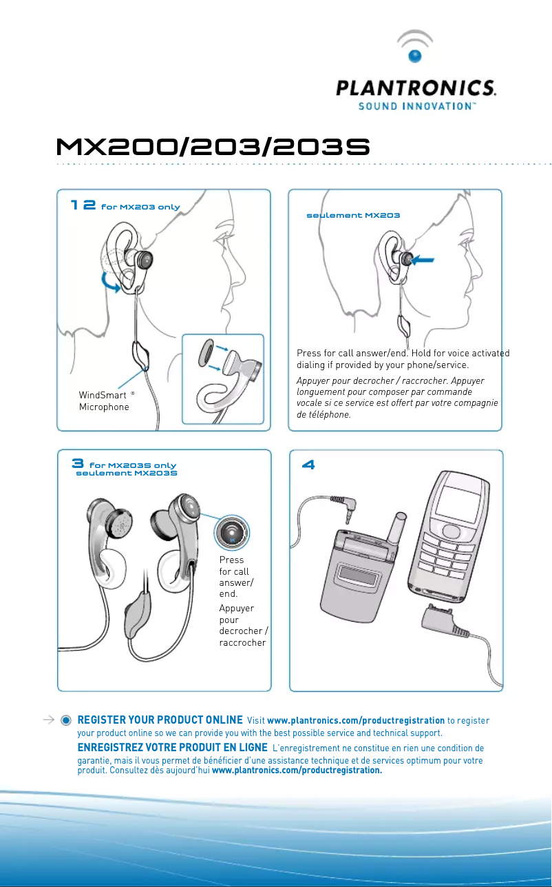Page n°1 - Manuel utilisateur Plantronics MX203