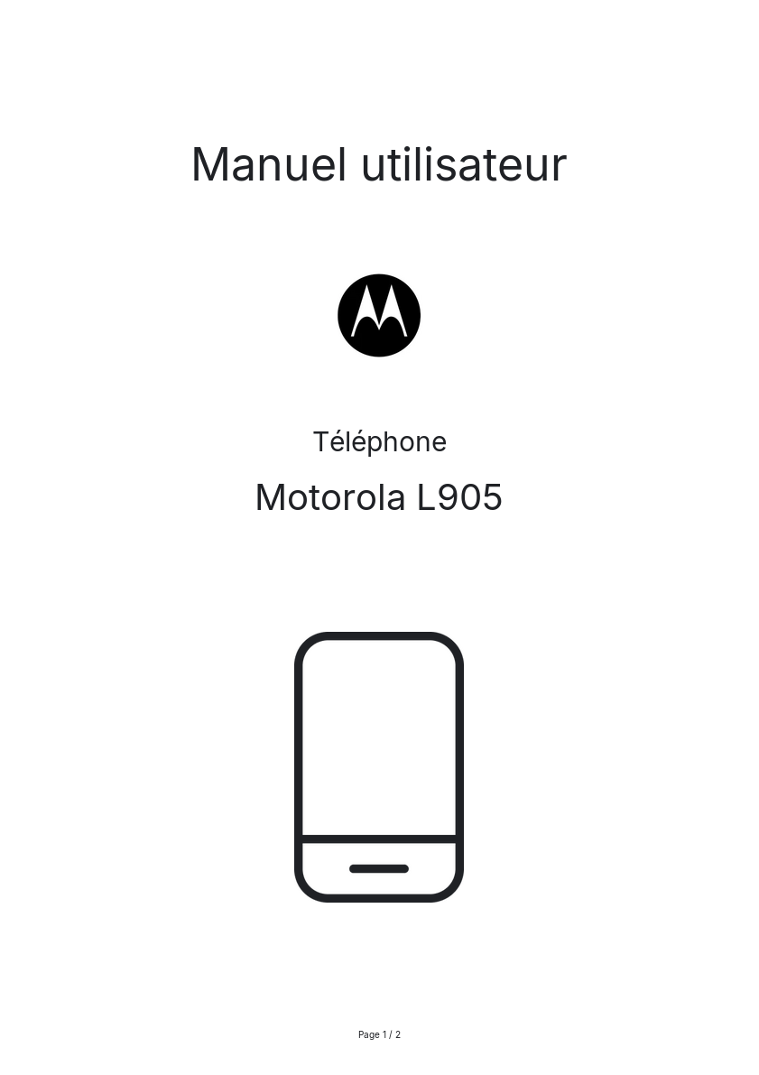 Page n°1 - Manuel utilisateur Motorola L905
