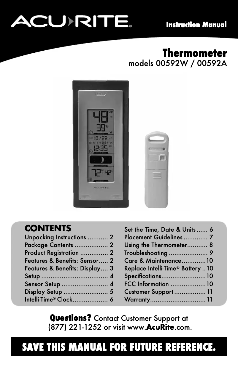 Page 1 de la notice Manuel utilisateur AcuRite 00592A3