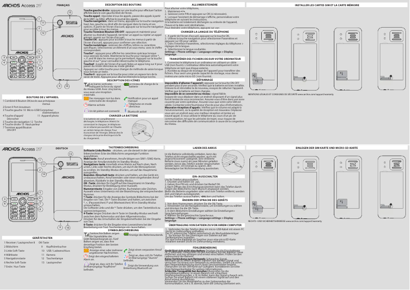 Page n°1 - Manuel utilisateur Archos Access 28F V2