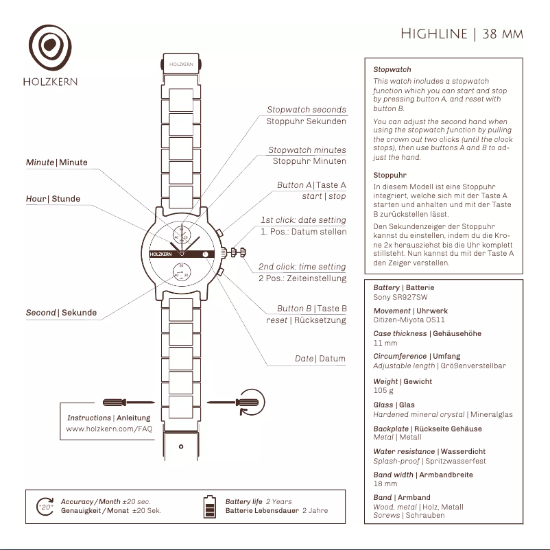 Page n°1 - Manuel utilisateur Holzkern Tara