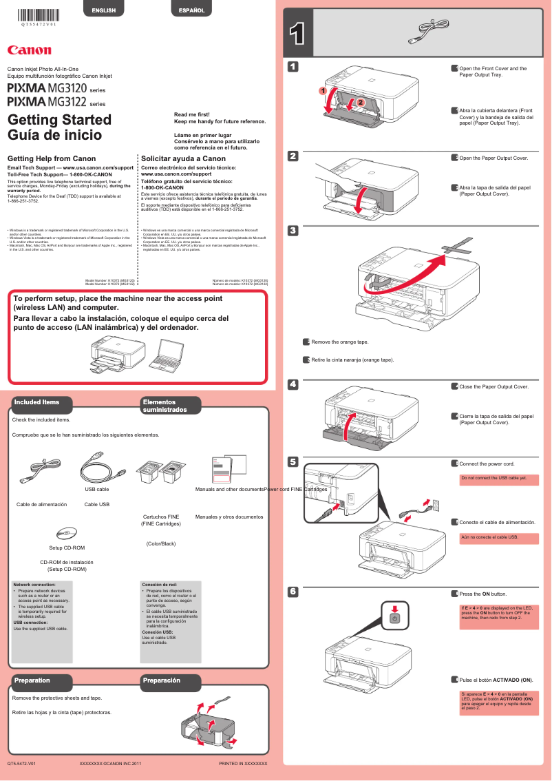 Page 1 de la notice Manuel utilisateur Canon Pixma MG3122