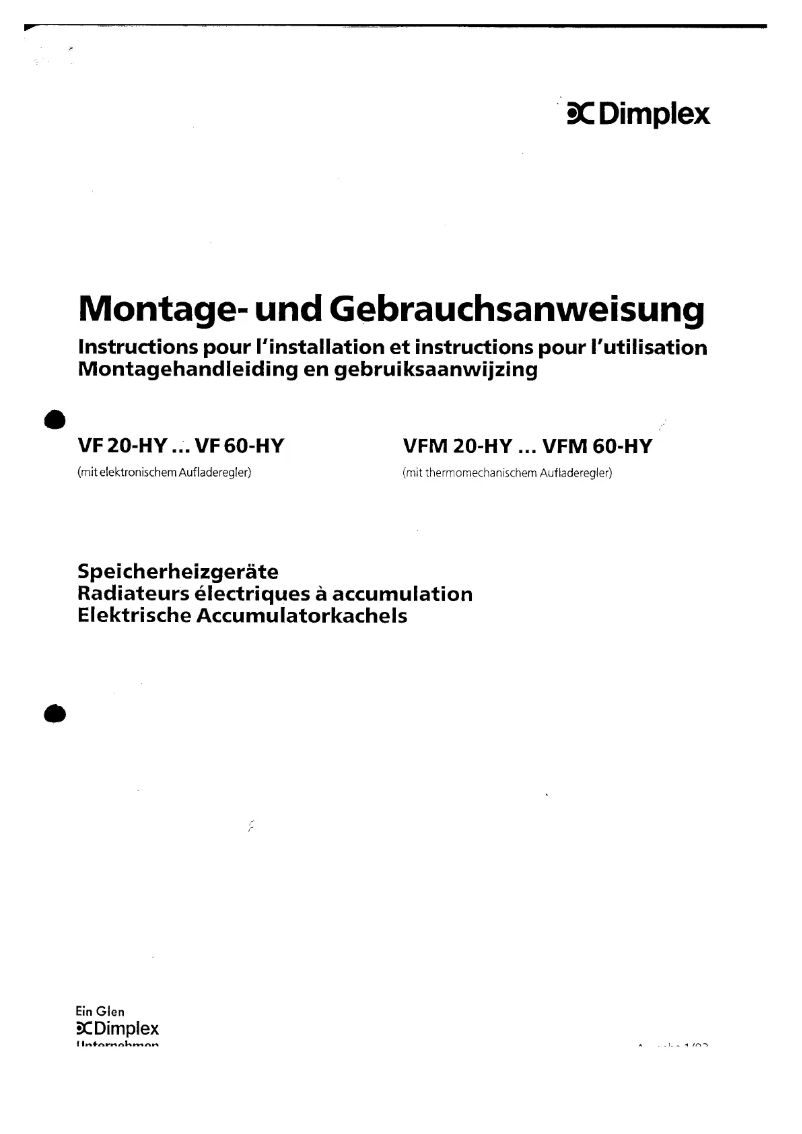 Page 1 de la notice Manuel utilisateur Dimplex VF20HY