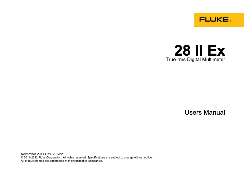 Página 1 del manual Manual de usuario Fluke 28 II Ex