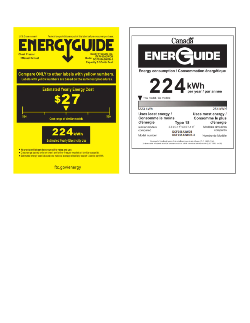 Page 1 de la notice Label énergétique Danby DCF055A2WDB