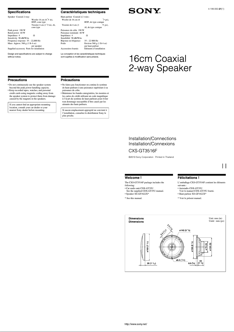 Imagen de la primera página del manual del dispositivo CXS-GT3516F
