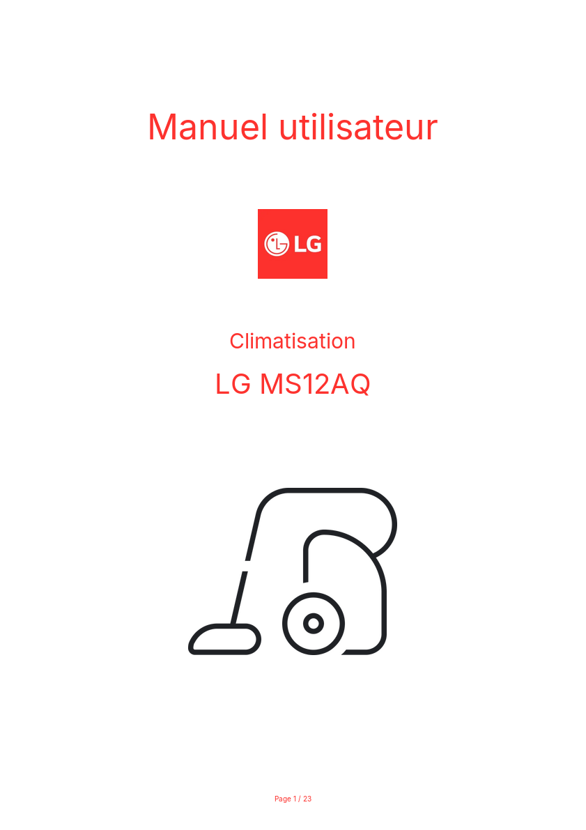 Image de la première page du manuel de l'appareil MS12AQ