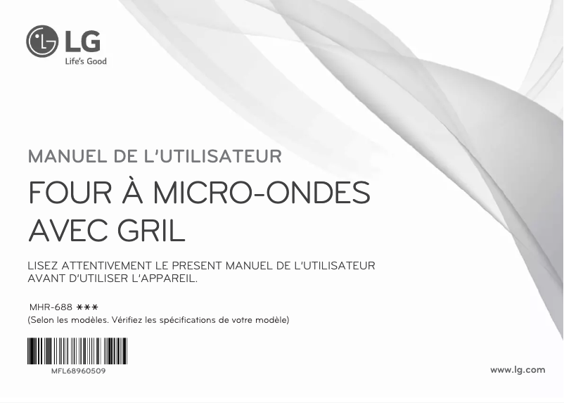 Page 1 de la notice Manuel utilisateur LG MHR-6882BG