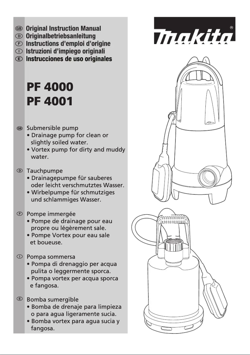 Page 1 de la notice Manuel utilisateur Makita PF4000