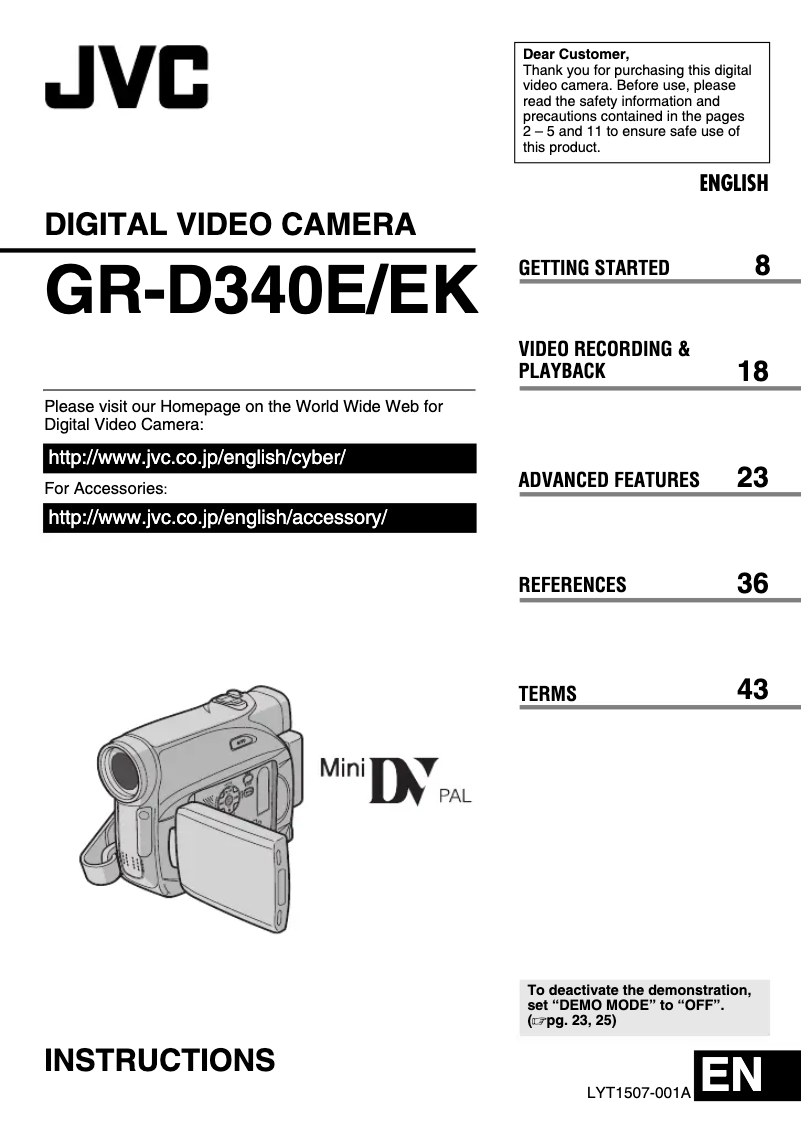 Page n°1 - Manuel utilisateur JVC GR-D340E