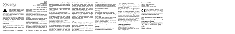 Page 1 de la notice Manuel utilisateur Celly GRSCCUSBUSBCBK