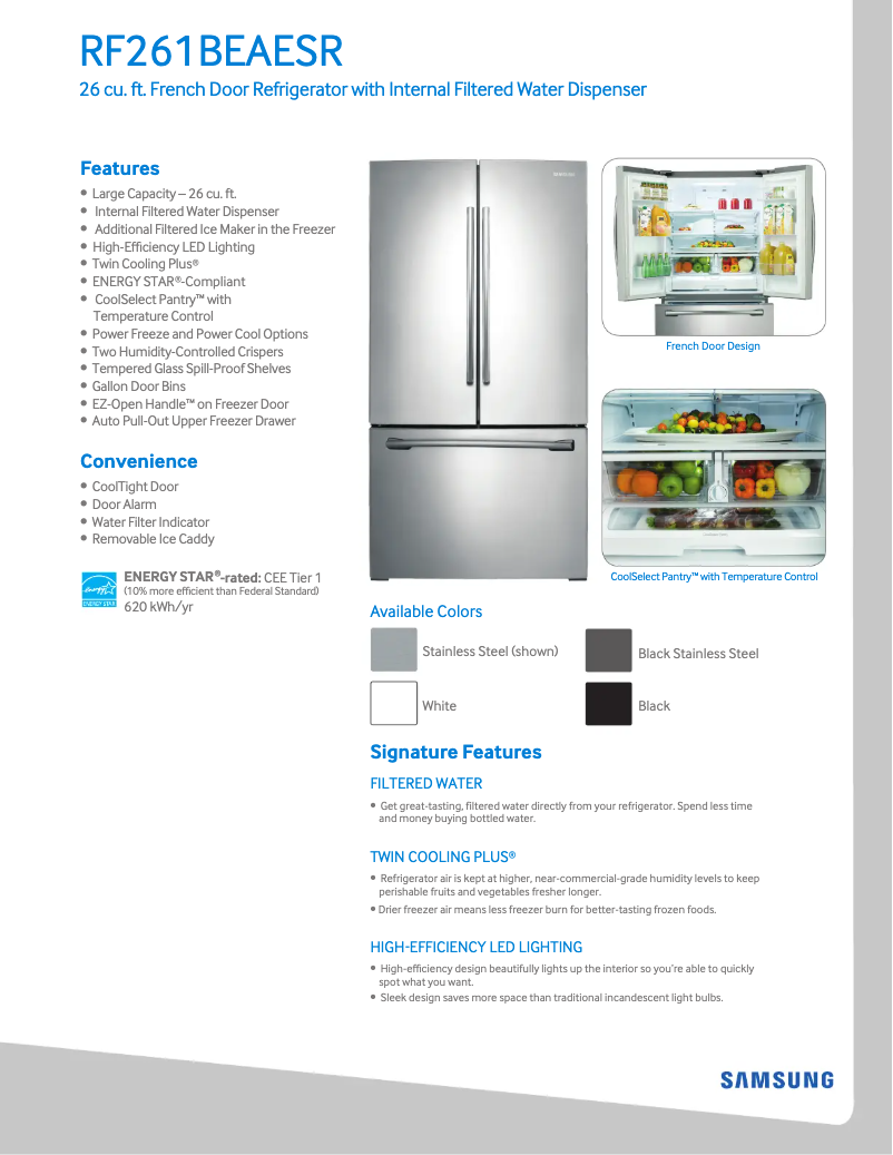 Página 1 del manual Ficha técnica Samsung RF220NCTASG