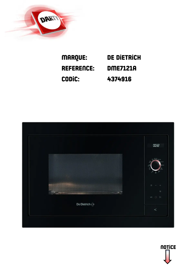 Page 1 de la notice Manuel utilisateur De Dietrich DME7121A