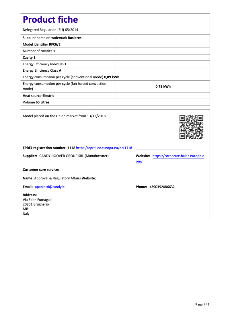 Image de la première page du manuel de l'appareil RFC 6/E