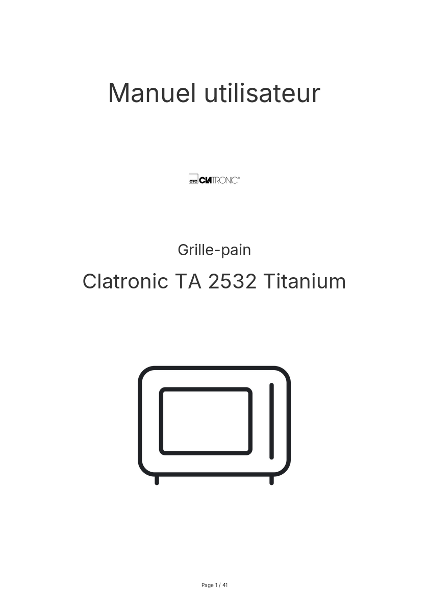 Image de la première page du manuel de l'appareil TA 2532 Titanium