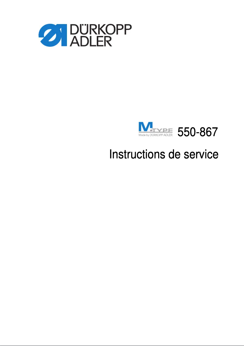 Page 1 de la notice Manuel utilisateur Dürkopp Adler 550-867