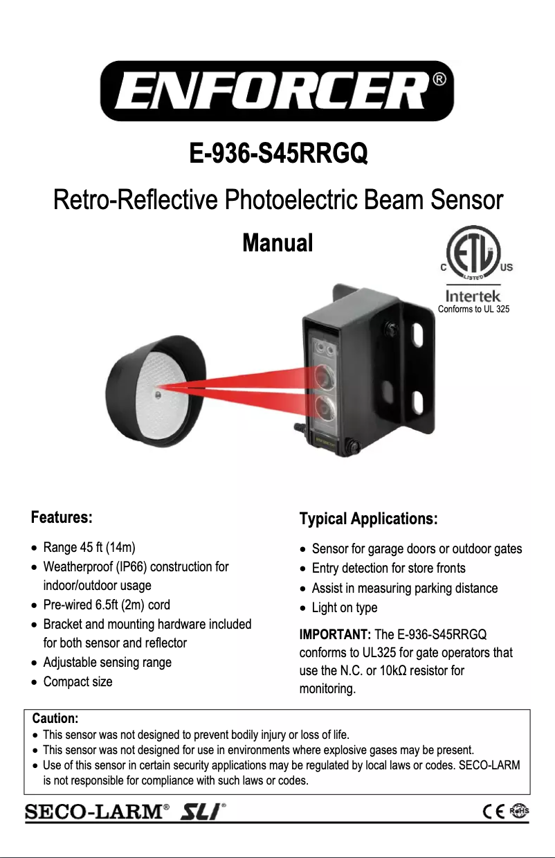 Page 1 de la notice Manuel utilisateur Seco-Larm E-936-S45RRGQ