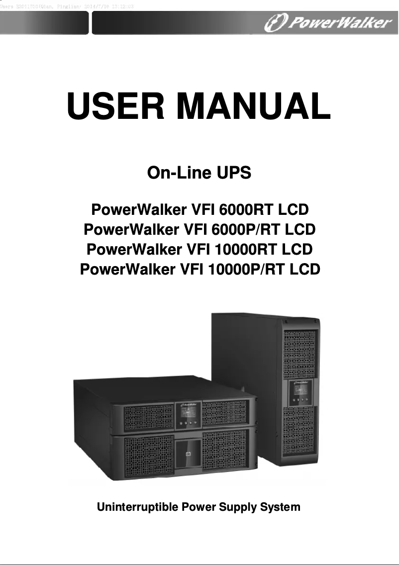 Page n°1 - Manuel utilisateur BlueWalker PowerWalker VFI 10000P/RT LCD