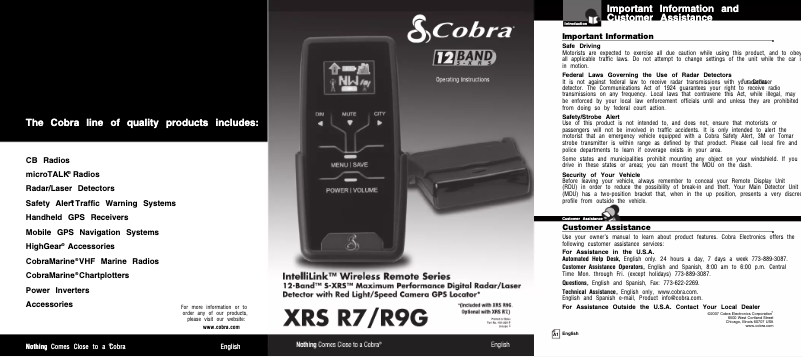 Page n°1 - Manuel utilisateur Cobra XRS R7