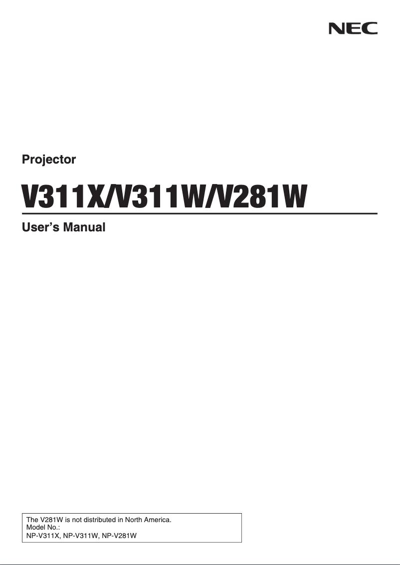 Page 1 de la notice Manuel utilisateur NEC V311W