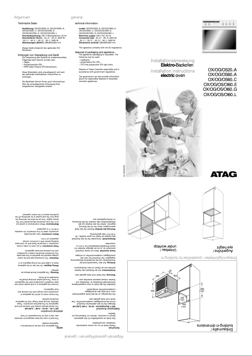 Page 1 de la notice Guide d'installation Atag OG2011AR01UU