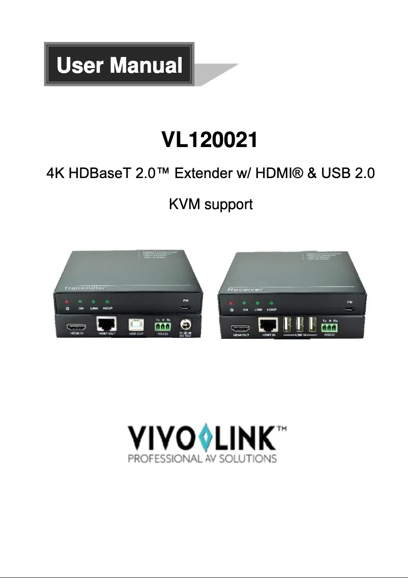 Page n°1 - Manuel utilisateur Vivolink VL120021