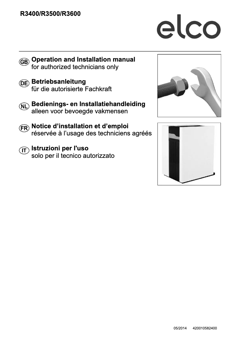 Page 1 de la notice Manuel utilisateur Elco R3500