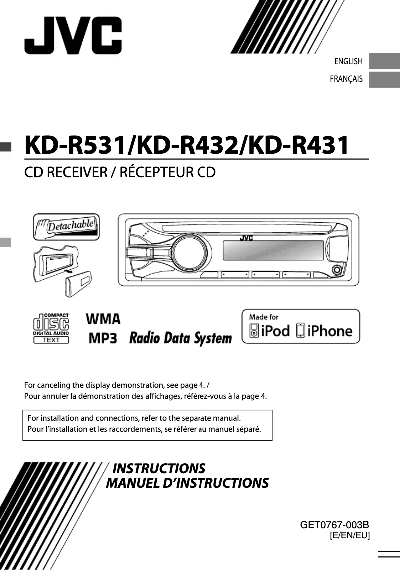Image de la première page du manuel de l'appareil KD-R432